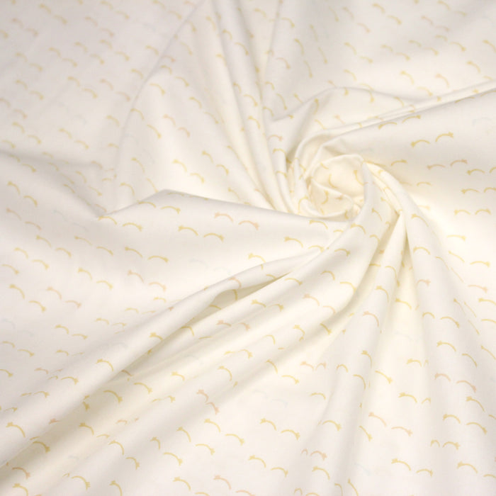 Tissu popeline coton les étoiles filantes jaunes, fond blanc - TissusPapi.com