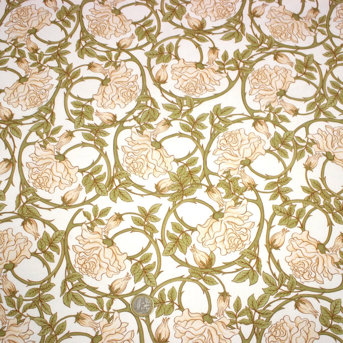 Tissu cotonnade HECTOR au feuillage ART NOUVEAU vert ou ocre - OEKO - TEX STANDARD 100 - TissusPapi.com