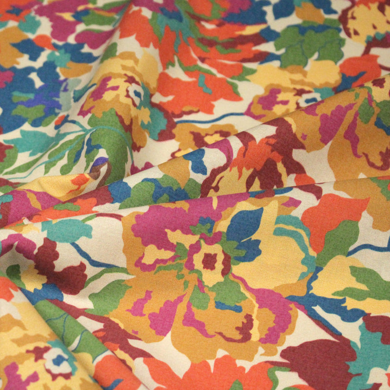 Tissu cotonnade fleuri multicolore, motif TAORMINA - OEKO - TEX STANDARD 100 - TissusPapi.com