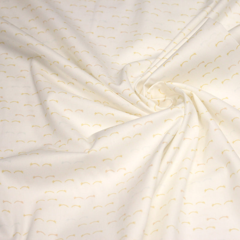 Tissu popeline coton les étoiles filantes jaunes, fond blanc - TissusPapi.com