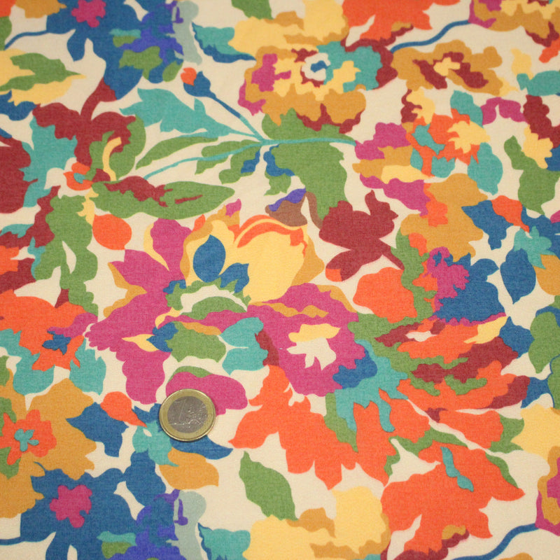 Tissu cotonnade fleuri multicolore, motif TAORMINA - OEKO - TEX STANDARD 100 - TissusPapi.com