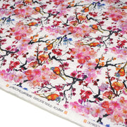 Tissu matelassé motif jardin japonais GUNMA oiseaux et fleurs de cerisier - OEKO - TEX - TissusPapi.com