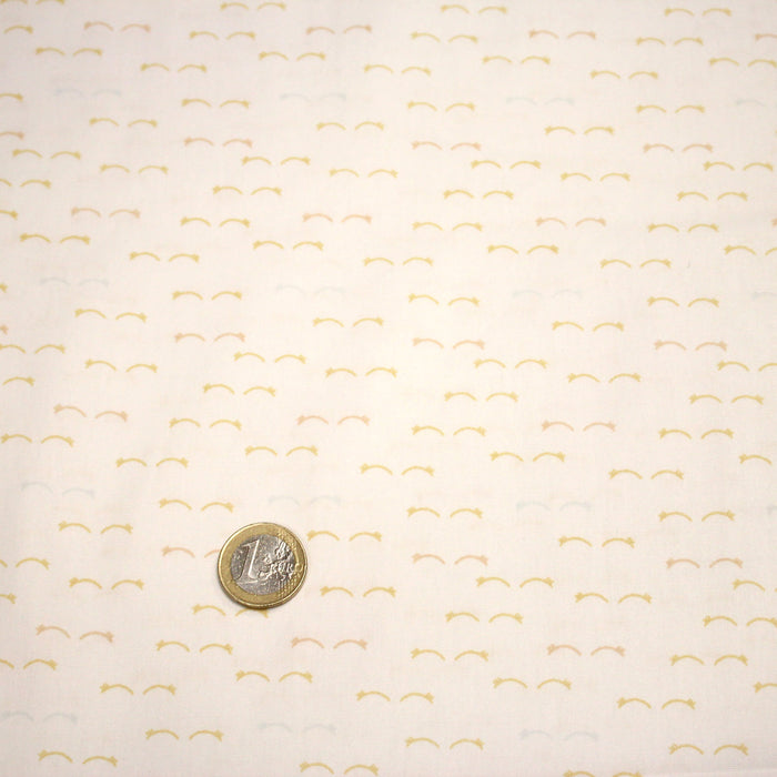Tissu popeline coton les étoiles filantes jaunes, fond blanc - TissusPapi.com