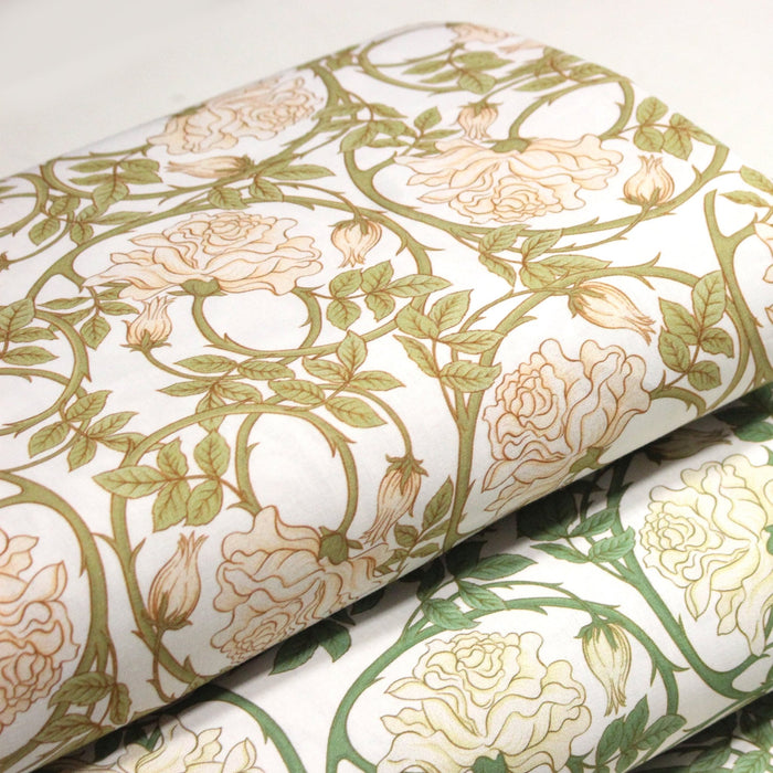 Tissu cotonnade HECTOR au feuillage ART NOUVEAU vert ou ocre - OEKO - TEX STANDARD 100 - TissusPapi.com