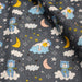 Tissu popeline coton Les ours font dodo, tons gris, bleus, roses - TissusPapi.com