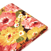 Tissu gabardine coton imprimée fleuri Vintage jaune, rouge, rose - OEKO - TEX STANDARD 100 - TissusPapi.com