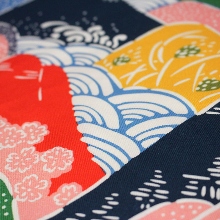 Tissu YAMA, Montagnes japonaises multicolores : cotonnade ou gabardine - OEKO-TEX