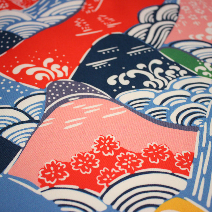 Tissu YAMA, Montagnes japonaises multicolores : cotonnade ou gabardine - OEKO-TEX