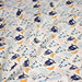 Tissu popeline coton Les montons font dodo, tons écrus bleus oranges - TissusPapi.com