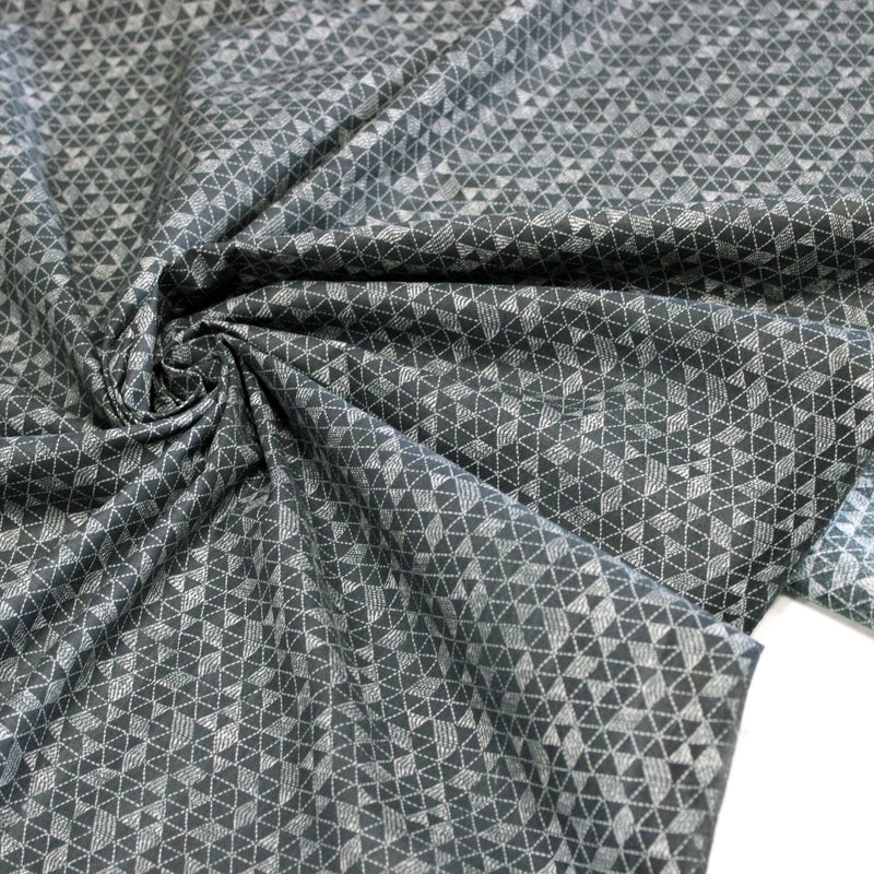 Tissu cotonnade motif japonais UROKO : gris ardoise / gris bleu clair
