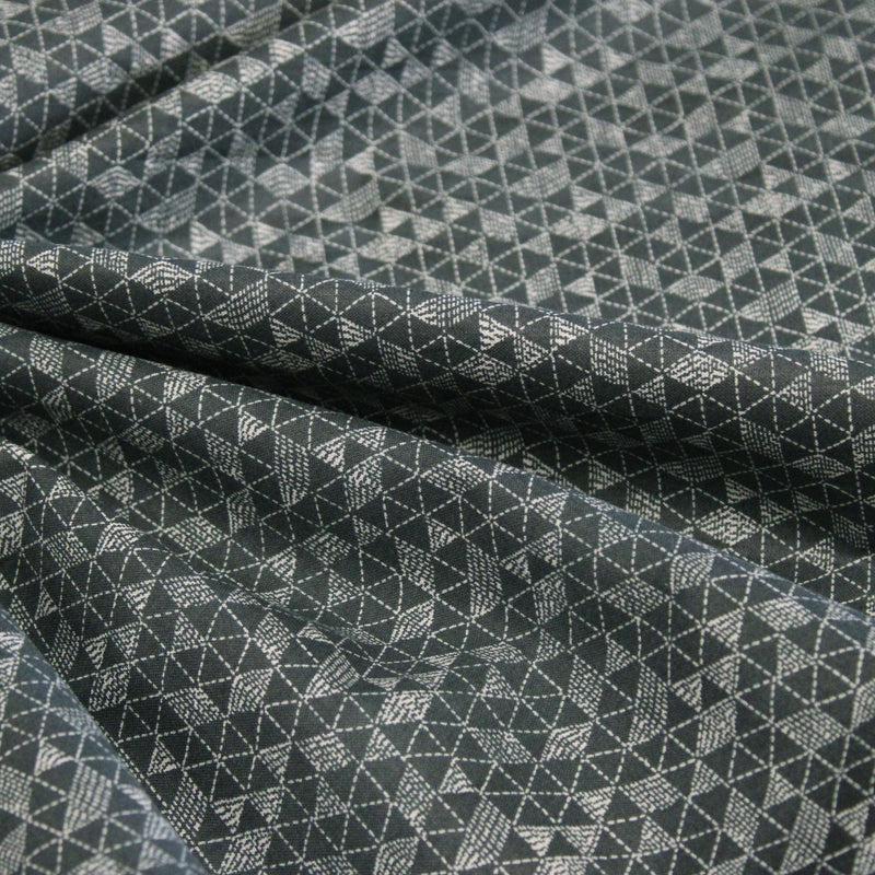 Tissu cotonnade motif japonais UROKO : gris ardoise / gris bleu clair