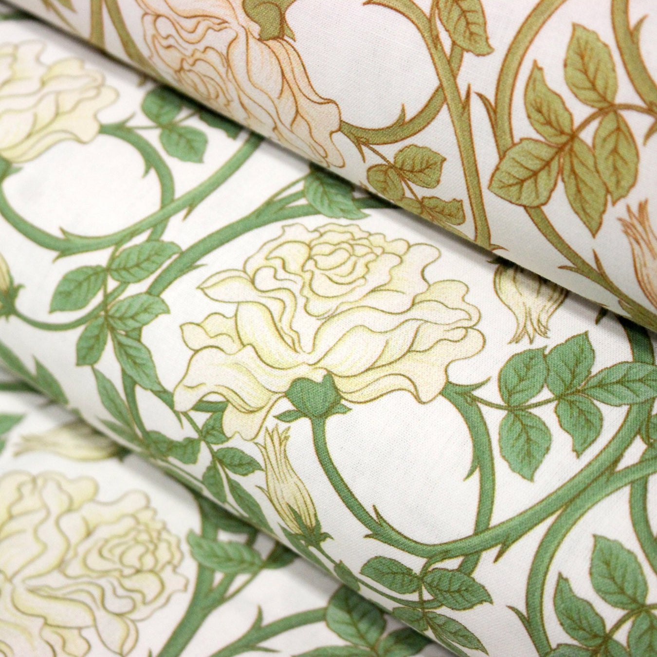 Tissu cotonnade HECTOR au feuillage ART NOUVEAU vert ou ocre - OEKO - TEX STANDARD 100 - TissusPapi.com