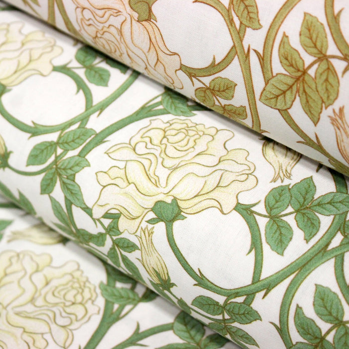 Tissu cotonnade HECTOR au feuillage ART NOUVEAU vert ou ocre - OEKO - TEX STANDARD 100 - TissusPapi.com