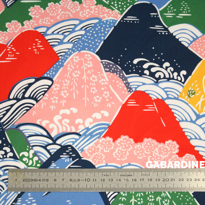 Tissu YAMA, Montagnes japonaises multicolores : cotonnade ou gabardine - OEKO-TEX