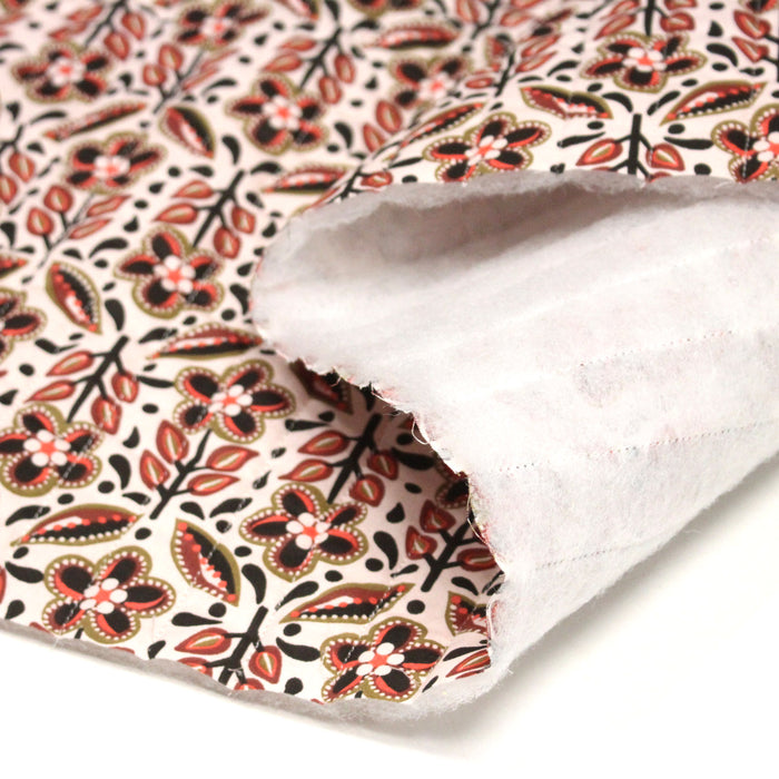 Tissu matelassé motif indien fleuri orange noir - COLLECTION MODERN INDIA - OEKO-TEX