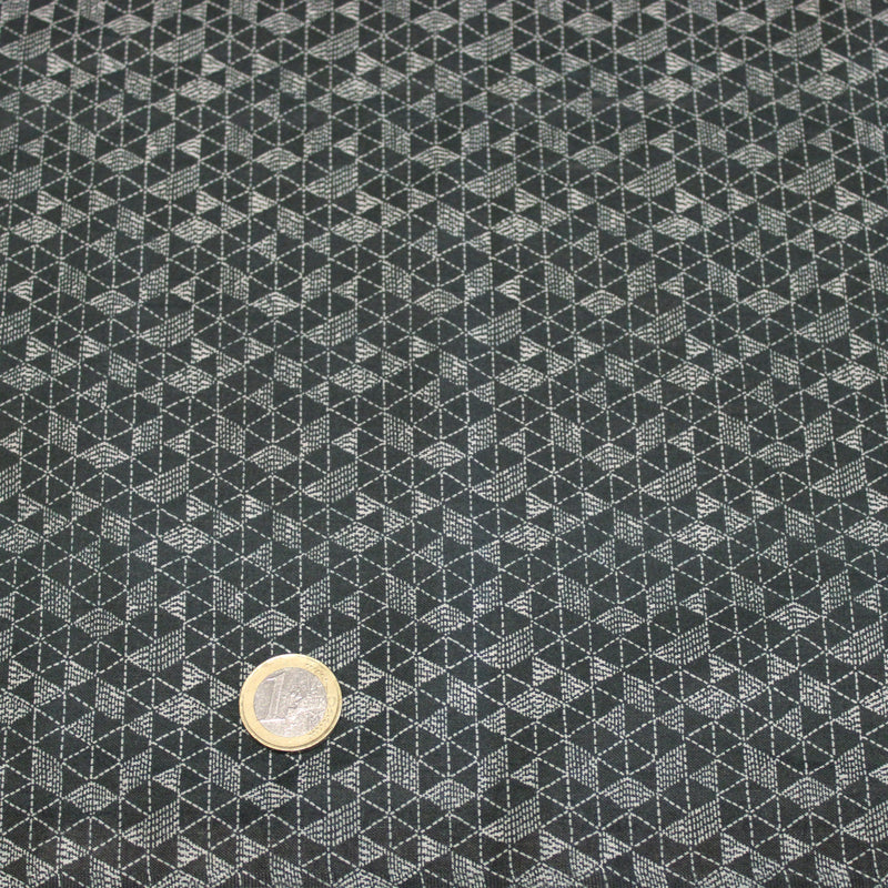 Tissu cotonnade motif japonais UROKO : gris ardoise / gris bleu clair