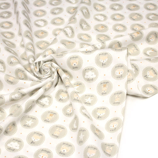 Tissu popeline coton SWEET BABY CIRCLE, aux animaux & cercles - TissusPapi.com