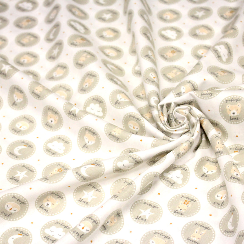 Tissu popeline coton SWEET BABY CIRCLE, aux animaux & cercles - TissusPapi.com