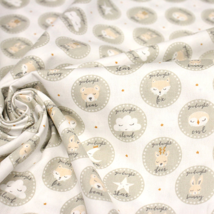 Tissu popeline coton SWEET BABY CIRCLE, aux animaux & cercles - TissusPapi.com