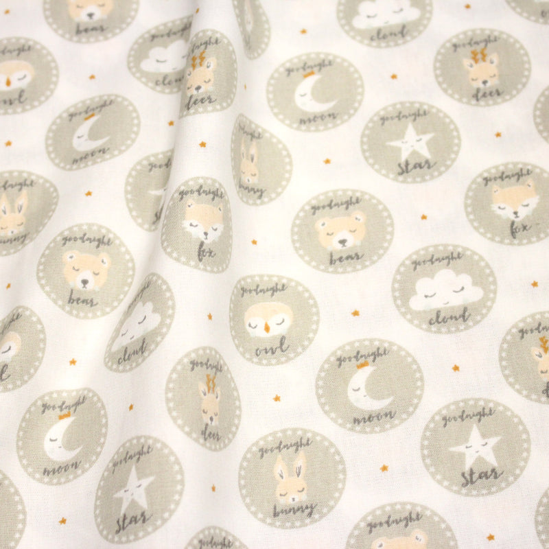 Tissu popeline coton SWEET BABY CIRCLE, aux animaux & cercles - TissusPapi.com