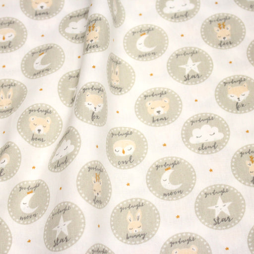Tissu popeline coton SWEET BABY CIRCLE, aux animaux & cercles - TissusPapi.com