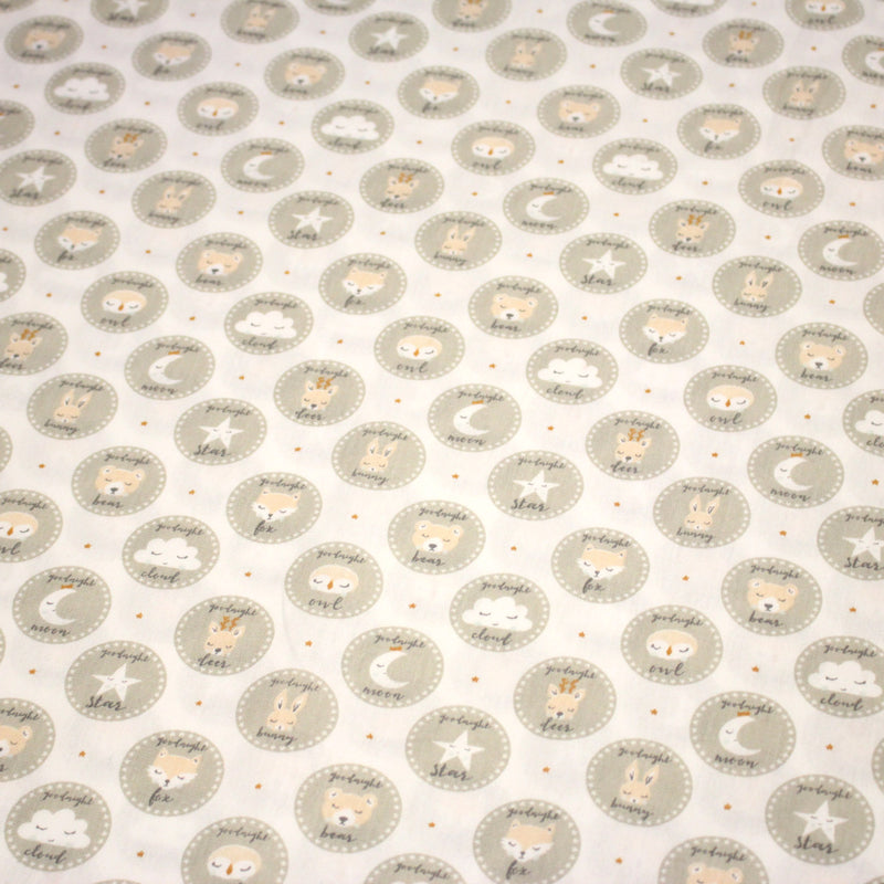Tissu popeline coton SWEET BABY CIRCLE, aux animaux & cercles - TissusPapi.com