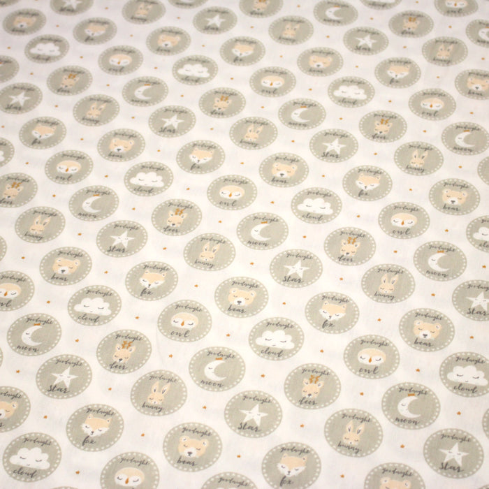 Tissu popeline coton SWEET BABY CIRCLE, aux animaux & cercles - TissusPapi.com