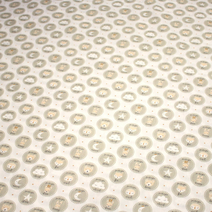 Tissu popeline coton SWEET BABY CIRCLE, aux animaux & cercles - TissusPapi.com