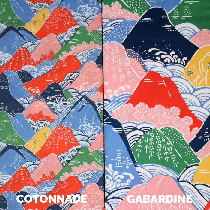 Tissu YAMA, Montagnes japonaises multicolores : cotonnade ou gabardine - OEKO-TEX