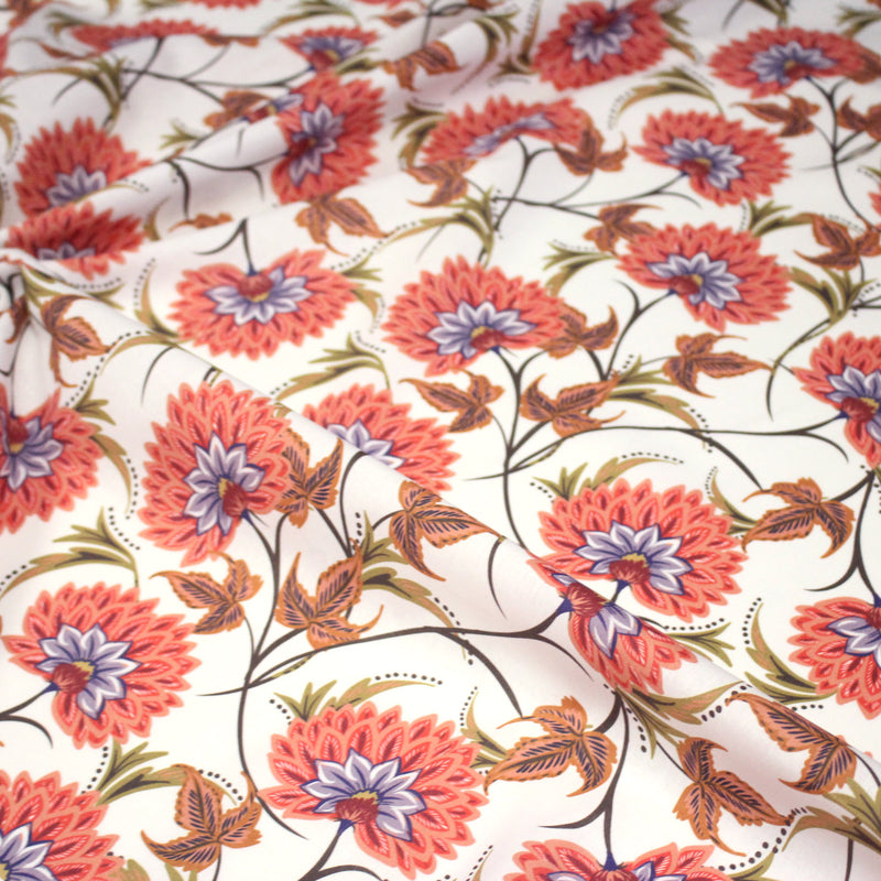Tissu INDIENNES, cotonnade imprimée fleurie : deux motifs différents - OEKO - TEX STANDARD 100 - TissusPapi.com