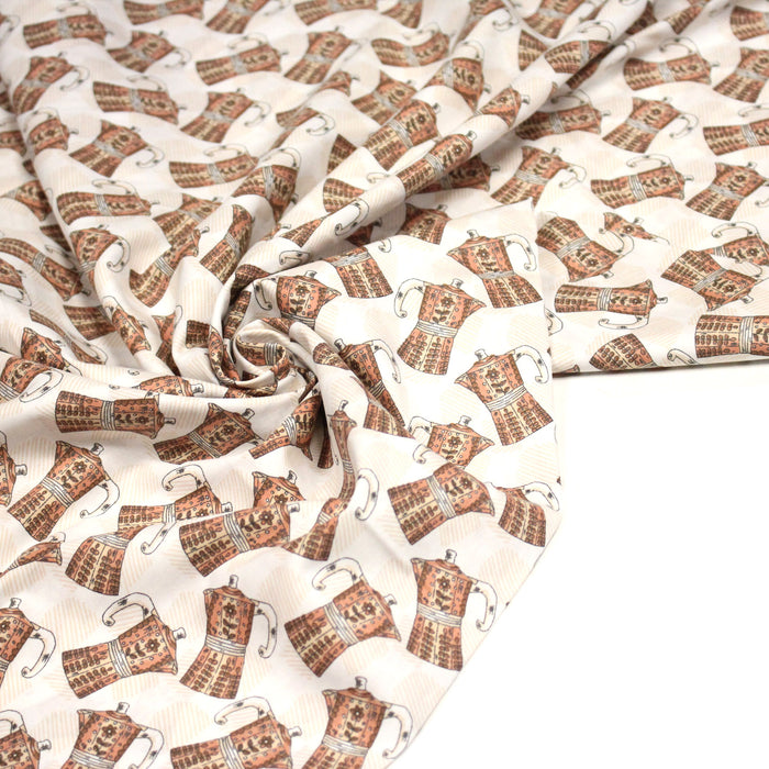 Tissu popeline coton aux cafetières moka - TissusPapi.com