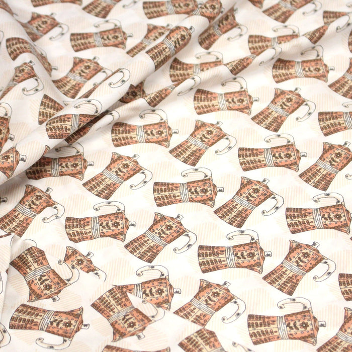 Tissu popeline coton aux cafetières moka - TissusPapi.com