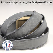 Ruban élastique 17mm, gris - Fabriqué en France - TissusPapi.com