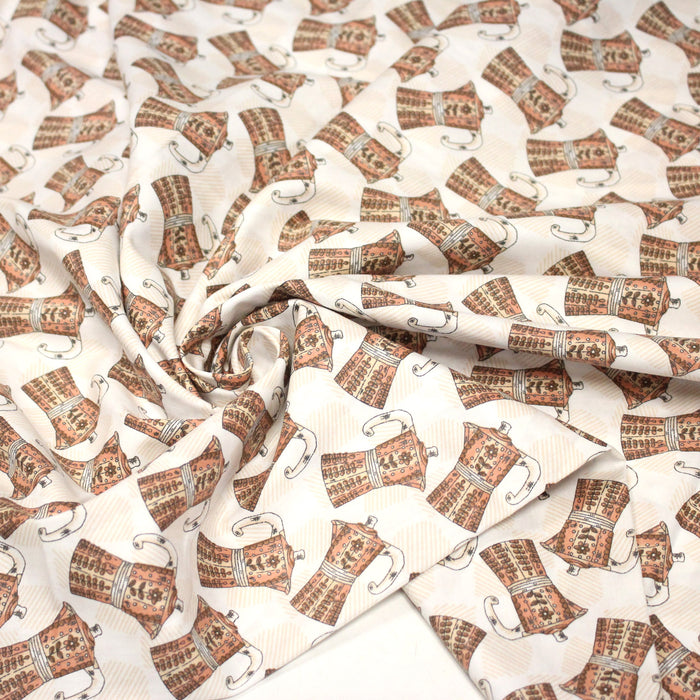 Tissu popeline coton aux cafetières moka - TissusPapi.com