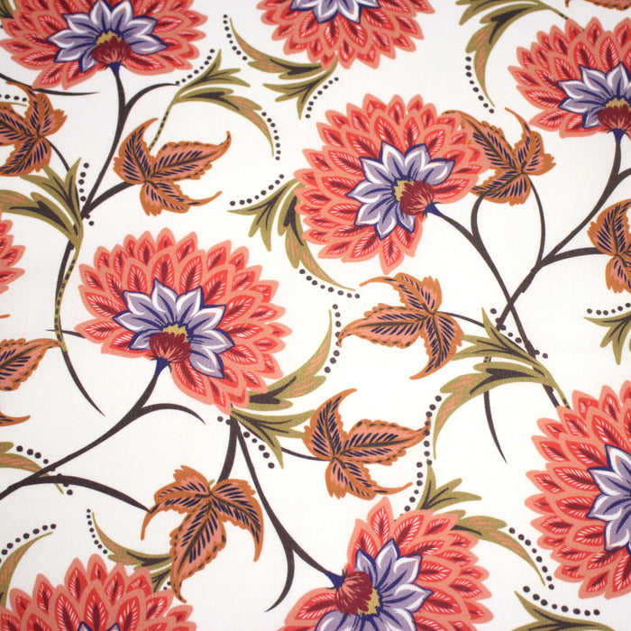 Tissu INDIENNES, cotonnade imprimée fleurie : deux motifs différents - OEKO-TEX STANDARD 100