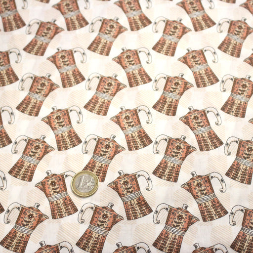 Tissu popeline coton aux cafetières moka - TissusPapi.com