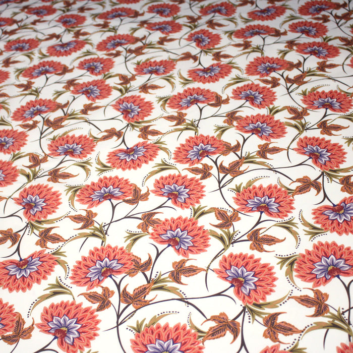 Tissu INDIENNES, cotonnade imprimée fleurie : deux motifs différents - OEKO-TEX STANDARD 100