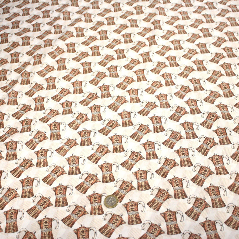 Tissu popeline coton aux cafetières moka - TissusPapi.com