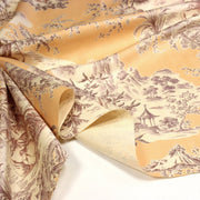Tissu satin de coton ameublement, TOILE DE JOUY scène chinoise de Jean Pillement, INALTERA, fabriqué en Suisse - TissusPapi.com