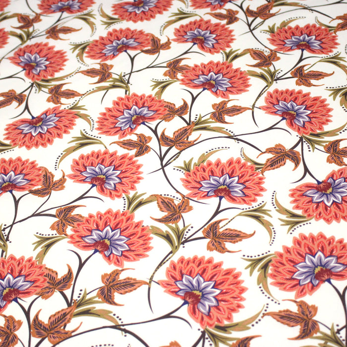 Tissu INDIENNES, cotonnade imprimée fleurie : deux motifs différents - OEKO-TEX STANDARD 100