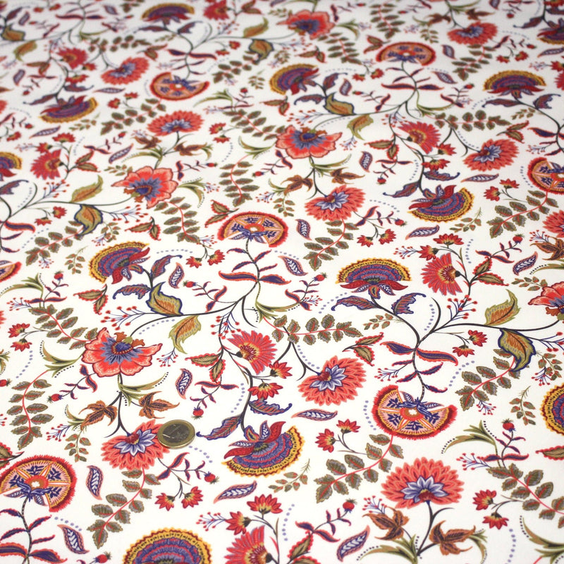 Tissu INDIENNES, cotonnade imprimée fleurie : deux motifs différents - OEKO - TEX STANDARD 100 - TissusPapi.com