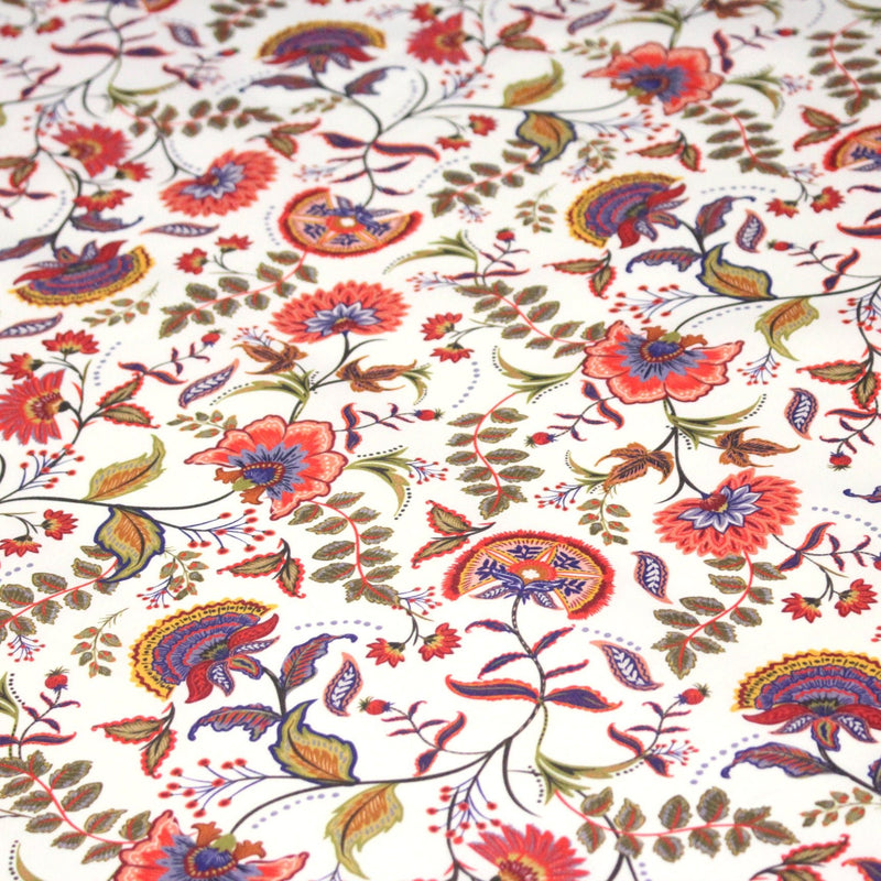 Tissu INDIENNES, cotonnade imprimée fleurie : deux motifs différents - OEKO - TEX STANDARD 100 - TissusPapi.com