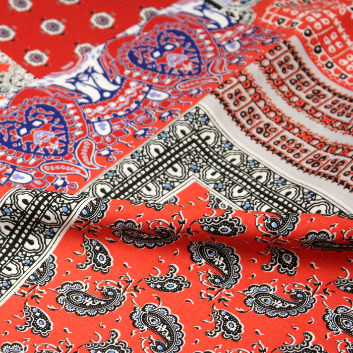 Tissu popeline de viscose aux motifs indiens & cachemire paisley - Fabrication française - OEKO-TEX