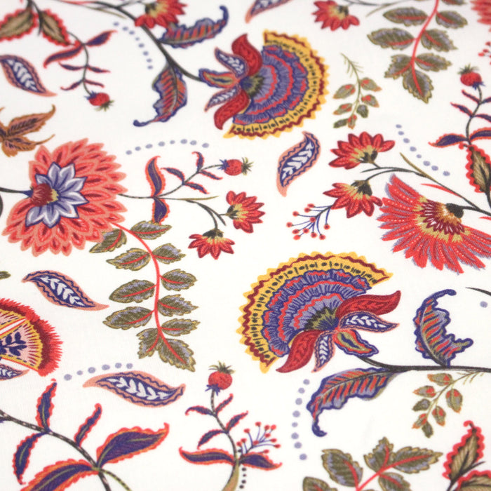 Tissu INDIENNES, cotonnade imprimée fleurie : deux motifs différents - OEKO-TEX STANDARD 100