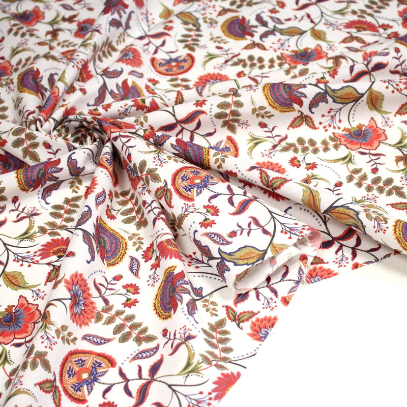 Tissu INDIENNES, cotonnade imprimée fleurie : deux motifs différents - OEKO - TEX STANDARD 100 - TissusPapi.com
