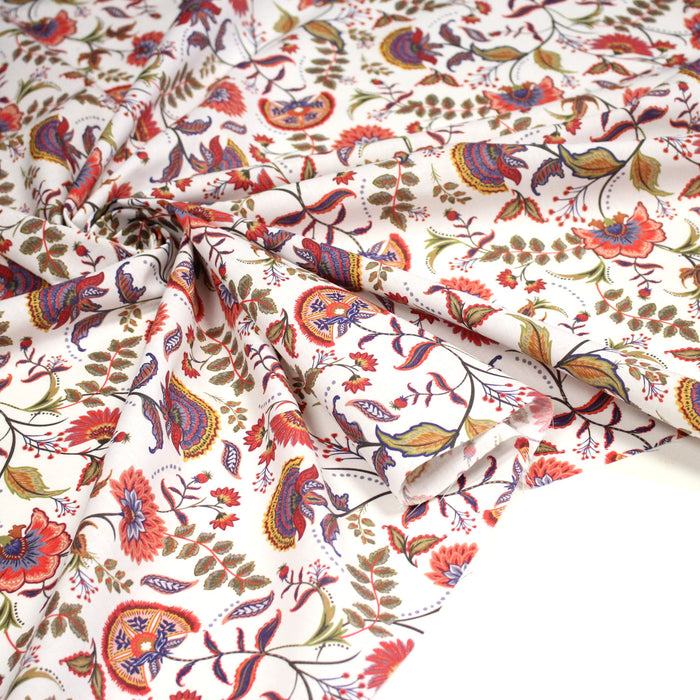 Tissu INDIENNES, cotonnade imprimée fleurie : deux motifs différents - OEKO-TEX STANDARD 100