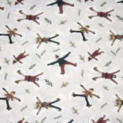 Tissu coton NOËL, gris aux gamins dans la neige - OEKO - TEX - TissusPapi.com