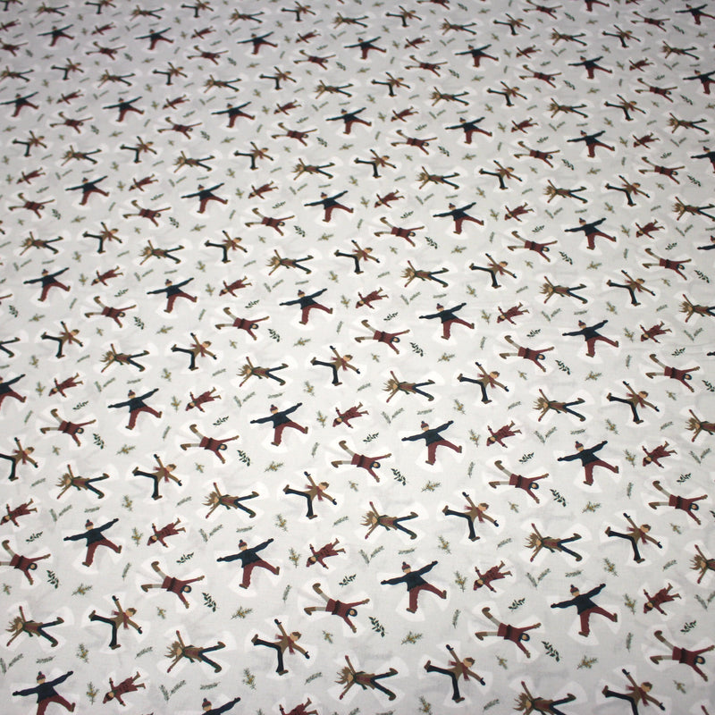 Tissu coton NOËL, gris aux gamins dans la neige - OEKO - TEX - TissusPapi.com