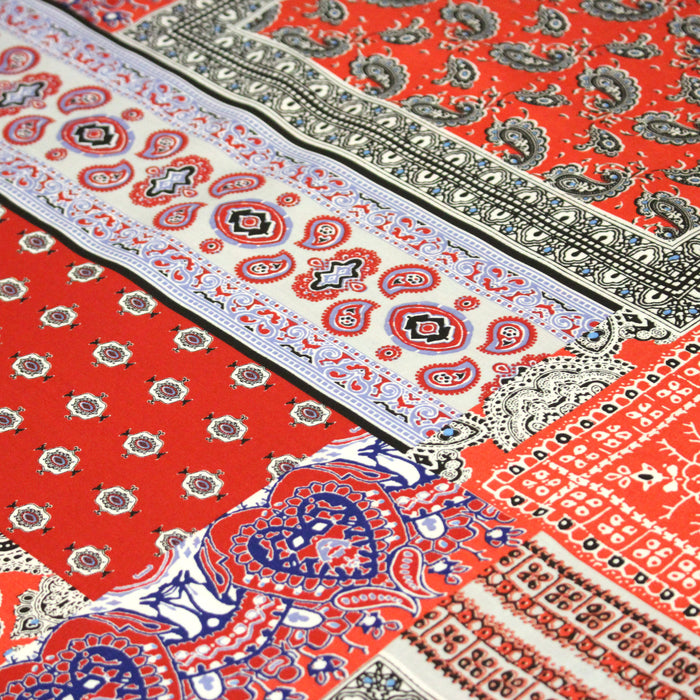 Tissu popeline de viscose aux motifs indiens & cachemire paisley - Fabrication française - OEKO-TEX