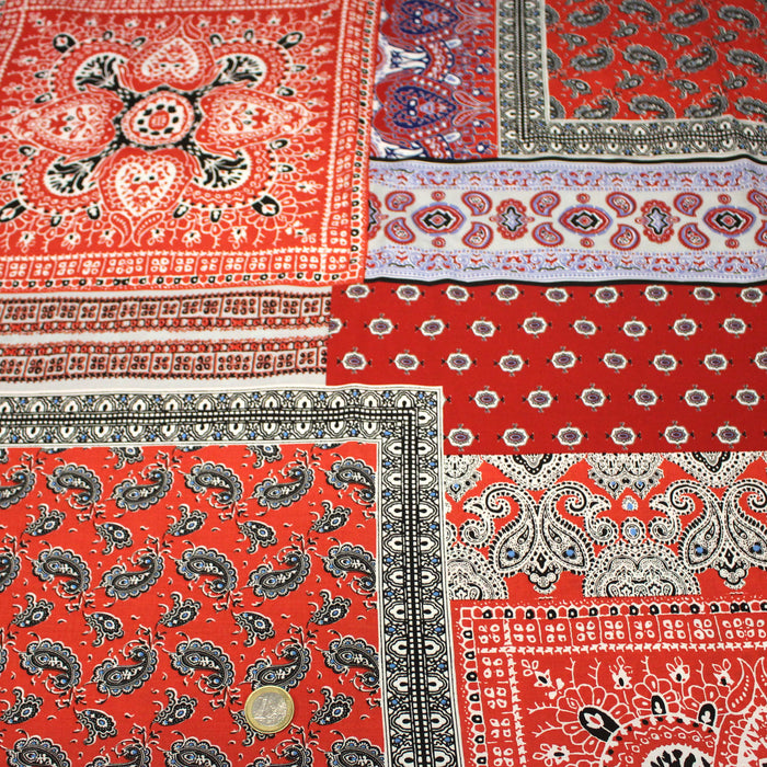 Tissu popeline de viscose aux motifs indiens & cachemire paisley - Fabrication française - OEKO-TEX